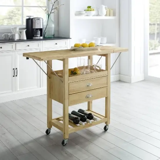 Bristol Double Drop Leaf Kitchen Cart Natural - Crosley image {10}