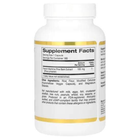 Pine Bark Extract, French Maritime, Oligopin, Antioxidant Polyphenol, 100 mg, 180 Veggie Capsules image {1}