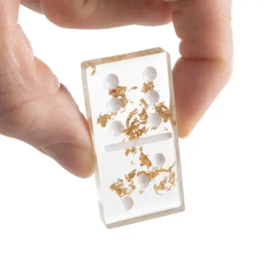 Acrylic Dominos Set - 28-Piece Domino Game with Display Box - Strategy Game, Tabletop Decoration and Modern Home Decor - Gold Foil image {11}