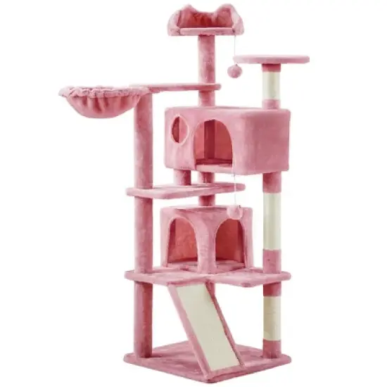 Yaheetech 57"H Plush Cat Tree Condo for Kittens/Small Cats image {16}