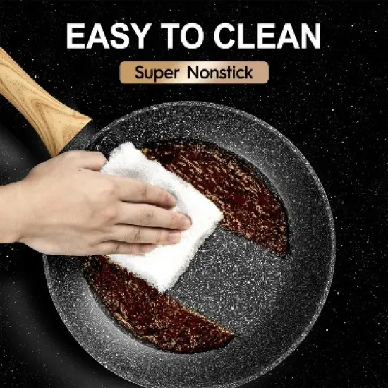 MICHELANGELO  8+9.5+11inch Frying Pan, White image {4}