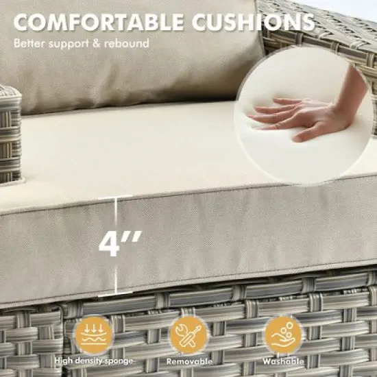 XIZZI All-Weather Rattan Furniture, Sectional Sets w/ Optional Solar Light-Up Coffee Table & Ottoman, Choose 6-9pc Configs in 8 Fade Resistant Colors image {7}