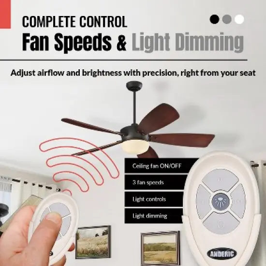 Anderic RRTX007 Replacement Ceiling Fan Remote Control for Harbor Breeze A25-TX007 image {2}