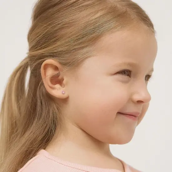 Girls' Enamel Daisy Screw Back 14k Gold Earrings - In Season Jewelry image {1}