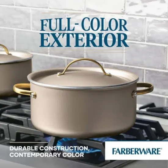 Farberware Radiant 5.5qt Nonstick Dutch Oven with Lid Champagne: Aluminum, Dishwasher-Safe, Round, 5.5qt Capacity image {3}