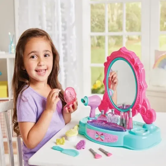 Kidoozie Just Imagine Glamour Girls Styling Center,Pretend Play Tabletop Vanity, Hair Dryer, Brushes, Ages 3+ image {6}