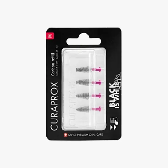 Curaprox Black is White Carbon M Interdental Brush Refills, 4-Pack for Deep Cleaning Between Teeth image {4}