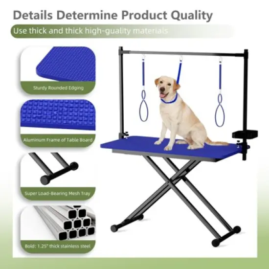 47inch X-Lift Dog Grooming Table with Adjustable Height, Mesh Tray, Tool Organizer & Noose &ndash; Foldable Pet Grooming Station for Home Use image {5}