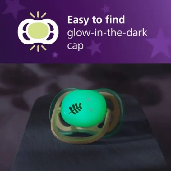 Philips Avent Ultra Air Pacifiers 6-18m - Fern Night/Plant Night - 4pk image {3}