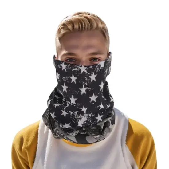 Unique Bargains Sunscreen Stars Pattern Face Scarf Mask Black Gray 1 Pc image {3}