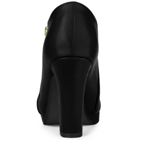 Allegra K Women's Platform Round Toe Chunky Heels Ankle Booties image {3}