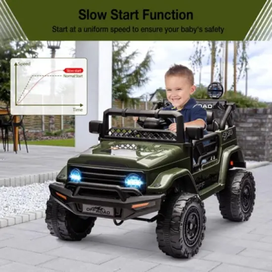 Acekool 12V Kids Ride-On Truck with Remote, Bluetooth, LED Lights & Spring Suspension image {5}