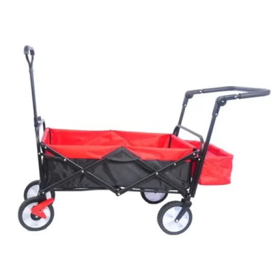 folding wagon Collapsible Outdoor Utility Wagon, Heavy Duty Folding Garden Portable Hand Cart Black+Red image {6}