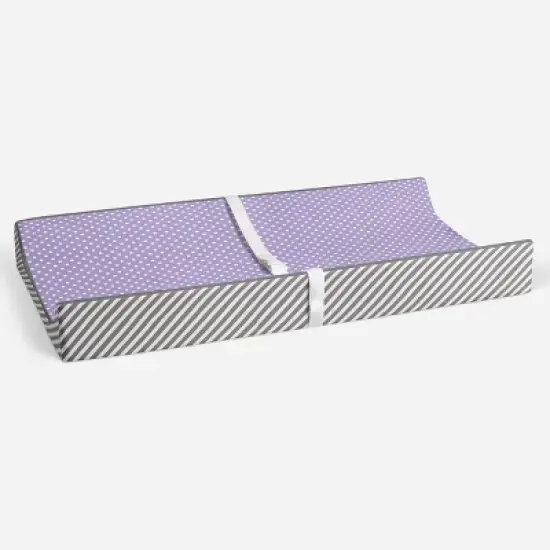 Bacati - Love Gray/Lilac Pin Dots Changing Pad Cover image {3}