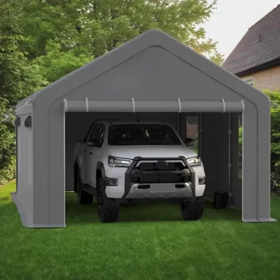 Carport, Portable Garage 13x20FT Heavy Duty - Galvanized Frame, 180g PE Waterproof Canopy with 4 Doors (2 Side Doors) & 4 Windows for Truck, Boat image {8}