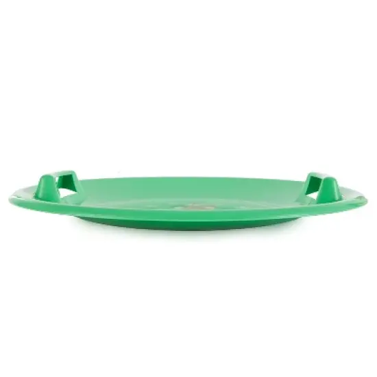 Slippery Racer Downhill Pro Heavy-Duty Cold Resistant Buddy The Elf Adults and Kids Plastic Saucer Disc Snow Sled with Handles, Green image {3}