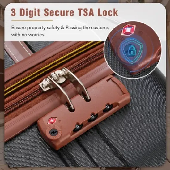 Whisen 3-Piece Hardshell Luggage Set with Cosmetic Case & TSA Lock image {3}