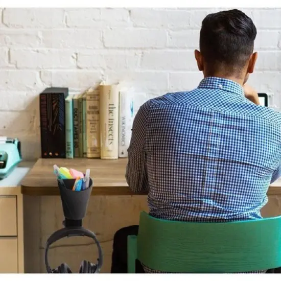 Clamp-On Pen Cup &ndash; 3-in-1 Desk Organizer with Storage Containers and Hook &ndash; Black &ndash; Stand Steady image {4}