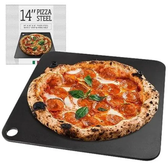 Impresa Pizza Steel for Oven, Durable Steel Platform with Finger Hole for Baking Pizza and Bread, 14x14 inches image {7}