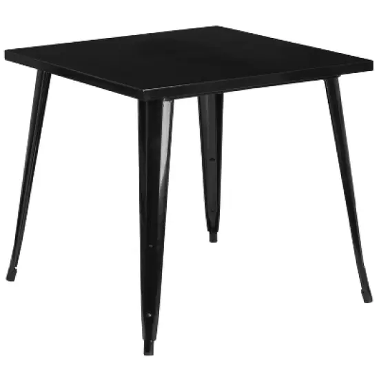 Merrick Lane Baird 31.75" Square Metal Dining Table for Indoor and Outdoor Use image {4}