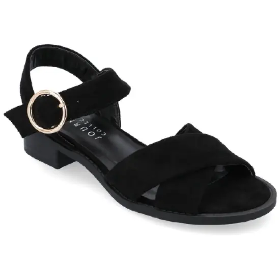 Journee Collection Womens Cressida Crisscross Strap Stacked Heel Sandals image {9}