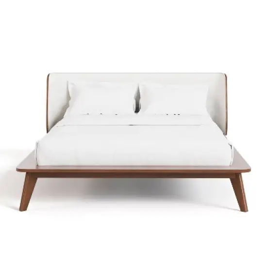 HOMES: Inside + Out 3pc Full Riverstone Mid-Century Boucle Platform Bedroom Set with 2 Nightstands Walnut image {13}