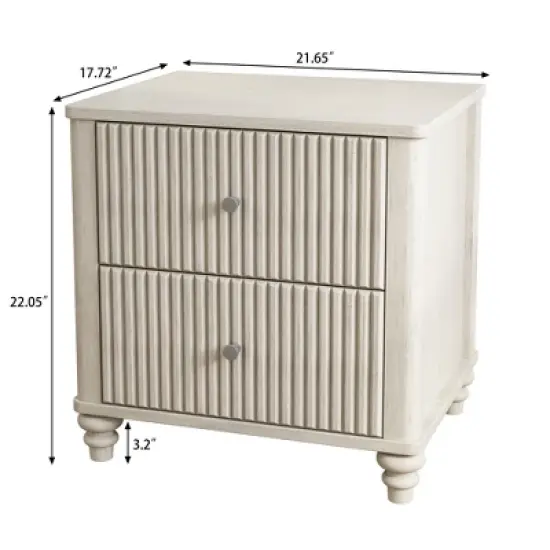 GDFStudio Elton 3 Piece Fluted Wood Bedroom Furniture Sets image {3}