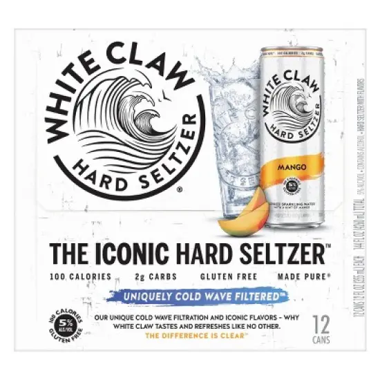 White Claw Mango Hard Seltzer - 12pk/12 fl oz Slim Cans image {3}