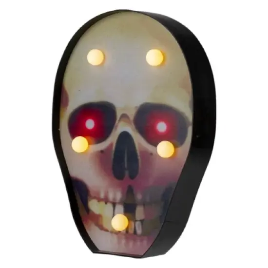 Northlight Lighted Skull Halloween Decoration - 7" - Warm White Lights - Black and Red image {3}