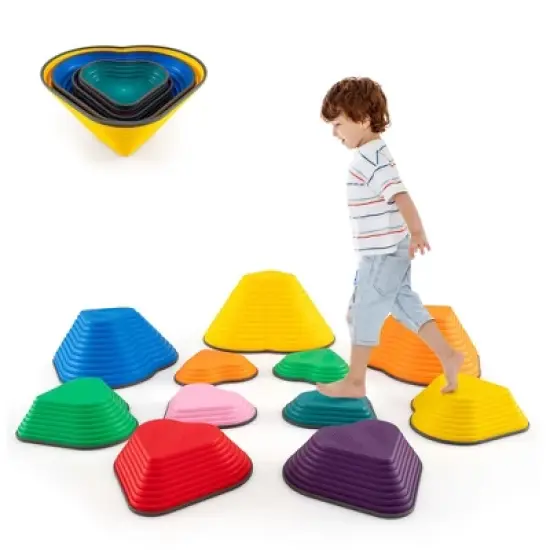 Costway 11 Pcs Stepping Stones with Full Non-Slip Edging for Children Indoor and Outdoor image {10}