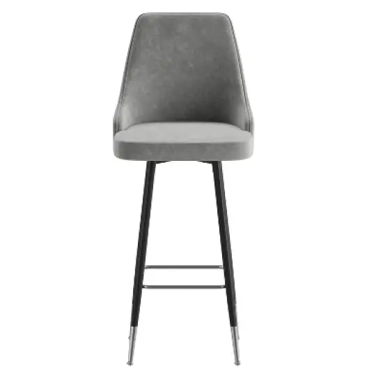 Merrick Lane Modern Upholstered Dining Stools with Chrome Accented Metal Frames and Footrests image {7}