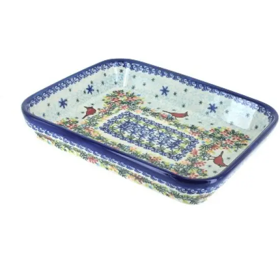 Blue Rose Polish Pottery 149 Vena Small Rectangular Baker image {10}