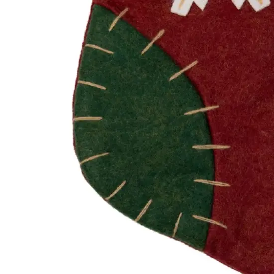 Northlight 20" Green and Red Snowflake Christmas Stocking with Blanket Stitching image {3}