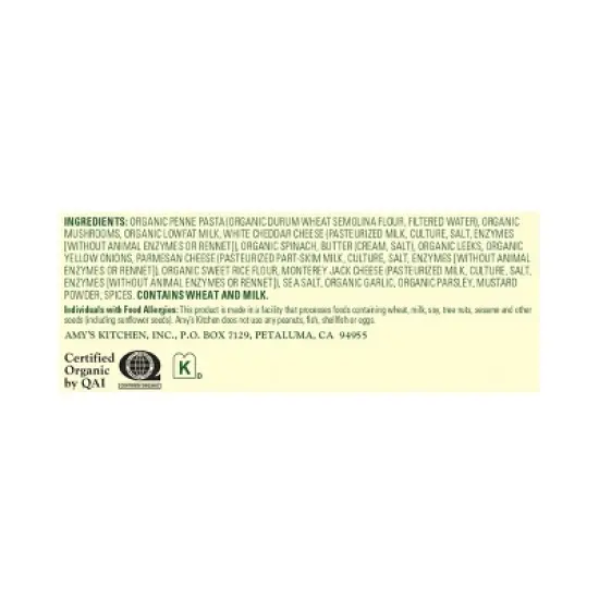 Amys Frozen Penne Bowl with Mushrooms and Spinach - 9oz image {2}