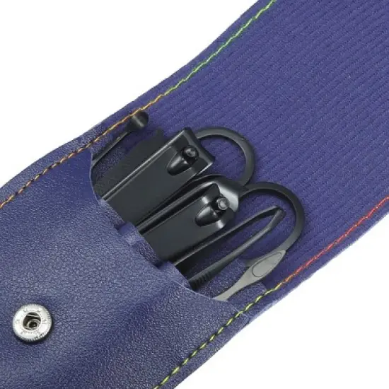 Unique Bargains Stainless Steel Pedicure Nail Clippers Scissors Tool Set for Men Women Black with Blue PU Leather 7 Pcs image {2}