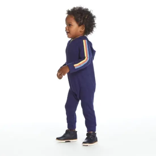 Andy & Evan Toddler Boys Hooded Hacci Romper Blue, Size 12-18 Months image {2}