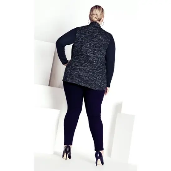 Women's Plus Size Hacci Plain Duet Top - navy marle | AVENUE image {1}