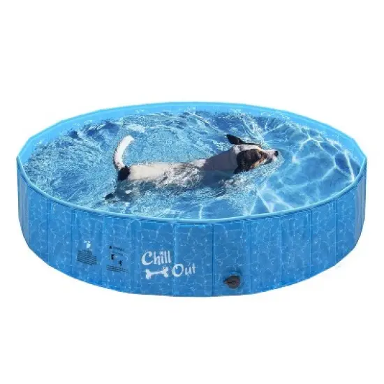 Allforpaws Foldable Dog Pool, Dog Swimming Pool for Outdoor Summer , Blue image {12}