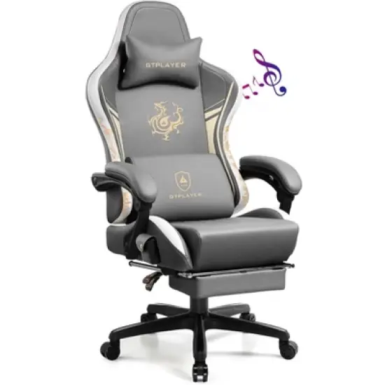 GTPLAYER Pro Gaming Chair with Bluetooth Speakers and Footrest, Dragon Series Video Game Chair image {11}