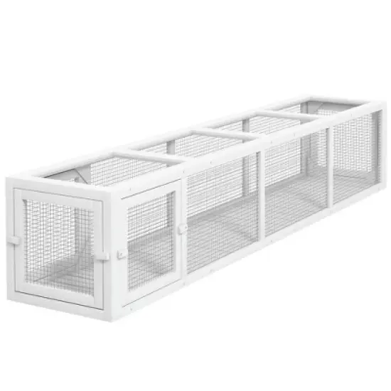 Resenkos Wooden Cat Run with Weather Protection, Connecting Inside and Outside, 79"L x 15"W x 15"H, White image {2}