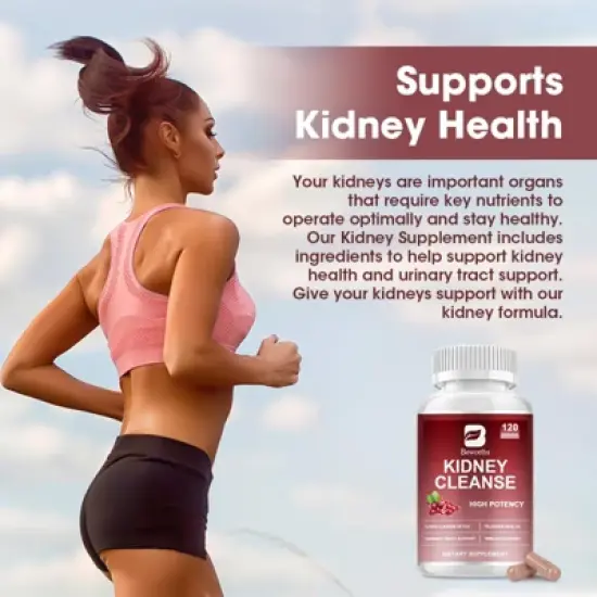 B Beworth Kidney Health Supplement with Cranberry Extract - for Cleanse, Detox & Repair - 120 Ct image {5}