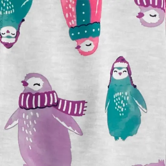 Carter's Just One You&reg;️ Toddler Girls' 2pk Penguins and Polka Dot Unicorn Footed Pajama - Gray/Purple image {2}
