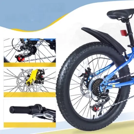 INFURNIC Bicycles, 20 Inch Kids Bicycles with Adjustable Seat, Mountain Bike for Boys and Girls, Blue, 55.12"*22.83"*32.68" image {3}