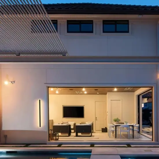 Rennnsan Kavone 23"/ 39"/ 59"/ 70" H Hardwired Liner Stainless Metal Industrial LED Dimmable Wall Sconce in Black image {3}