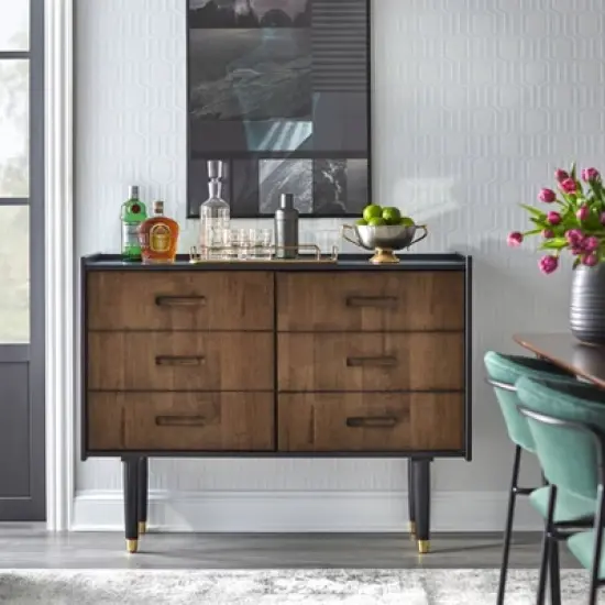 Randy Decorative/Buffet Cabinet Black/Walnut - angelo:HOME image {2}