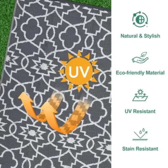 homfan Outdoor Rug - Waterproof Reversible for Patio, RV, Deck, Backyard image {4}