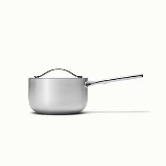 Caraway Home 3qt Stainless Steel Sauce Pan with Lid: Lifetime Warranty, Hand Wash, Gas & Electric Compatible image {3}