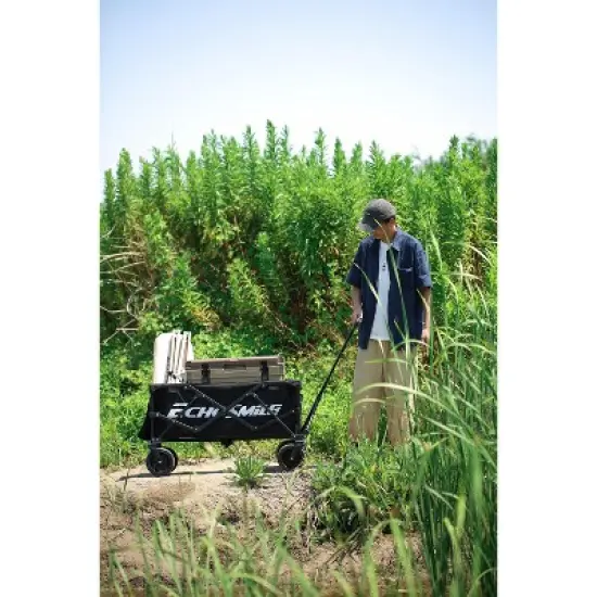 EchoSmile 4.54 cu. ft. Fabric Portable Garden Cart with Adjustable Rolling Wheels in Black image {4}