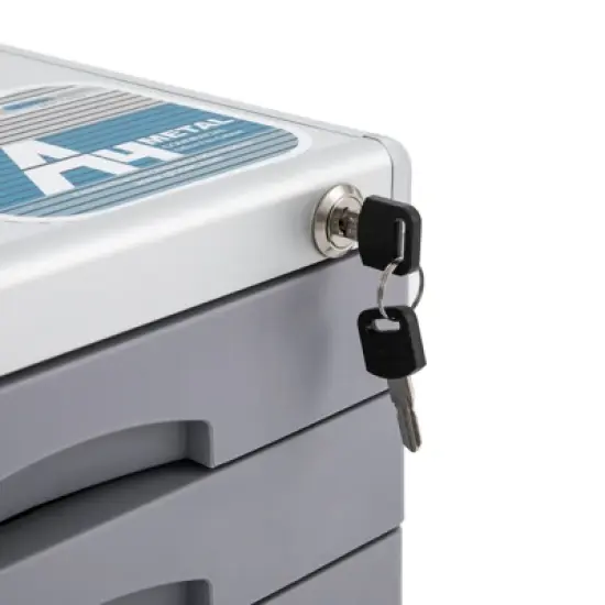 YIYIBYUS Metal Drawer Box Lockable 3 Compartments File Document Storage Box image {4}