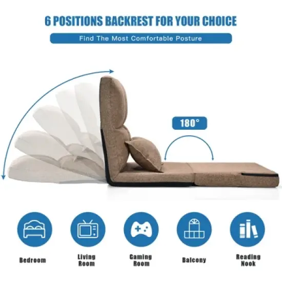 Costway Fold Down Chair Flip Out Lounger Convertible Sleeper Couch Futon Bed w/ Pillow image {4}
